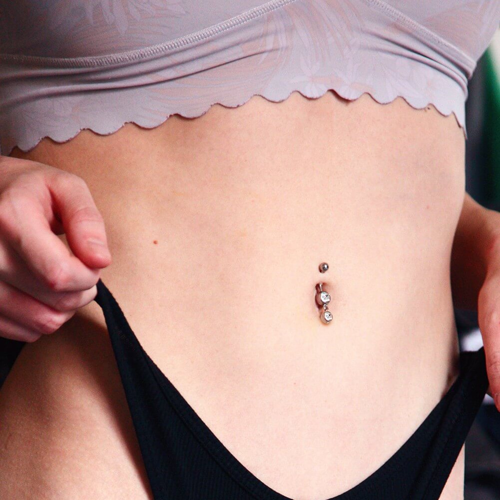 titanium dangle double belly button piercing