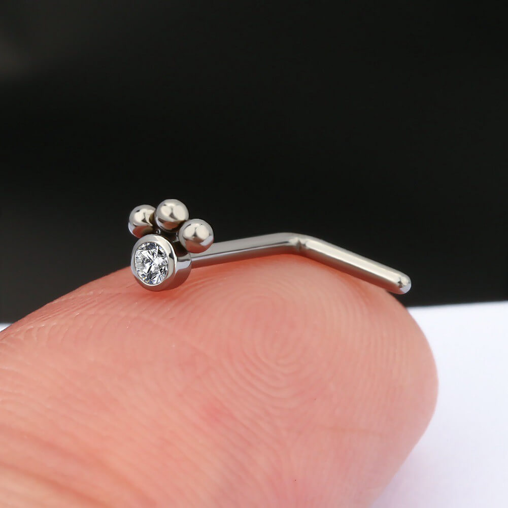 L shaped nose piercing stud jewelry