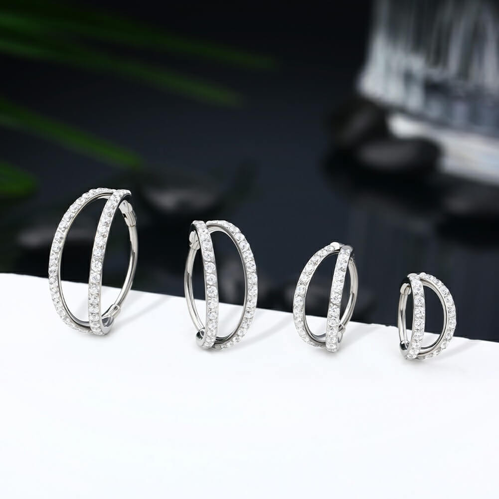 cz double nose hoop