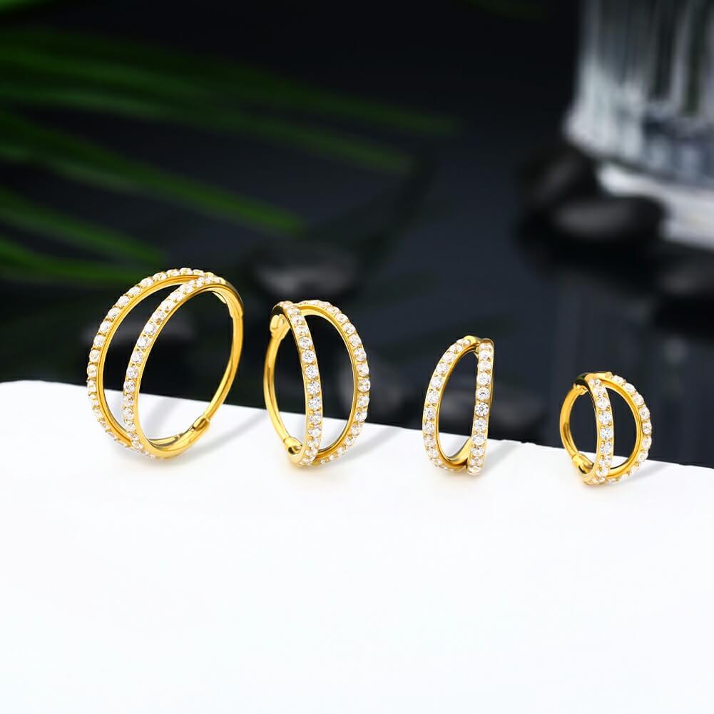 CZ double nose hoop