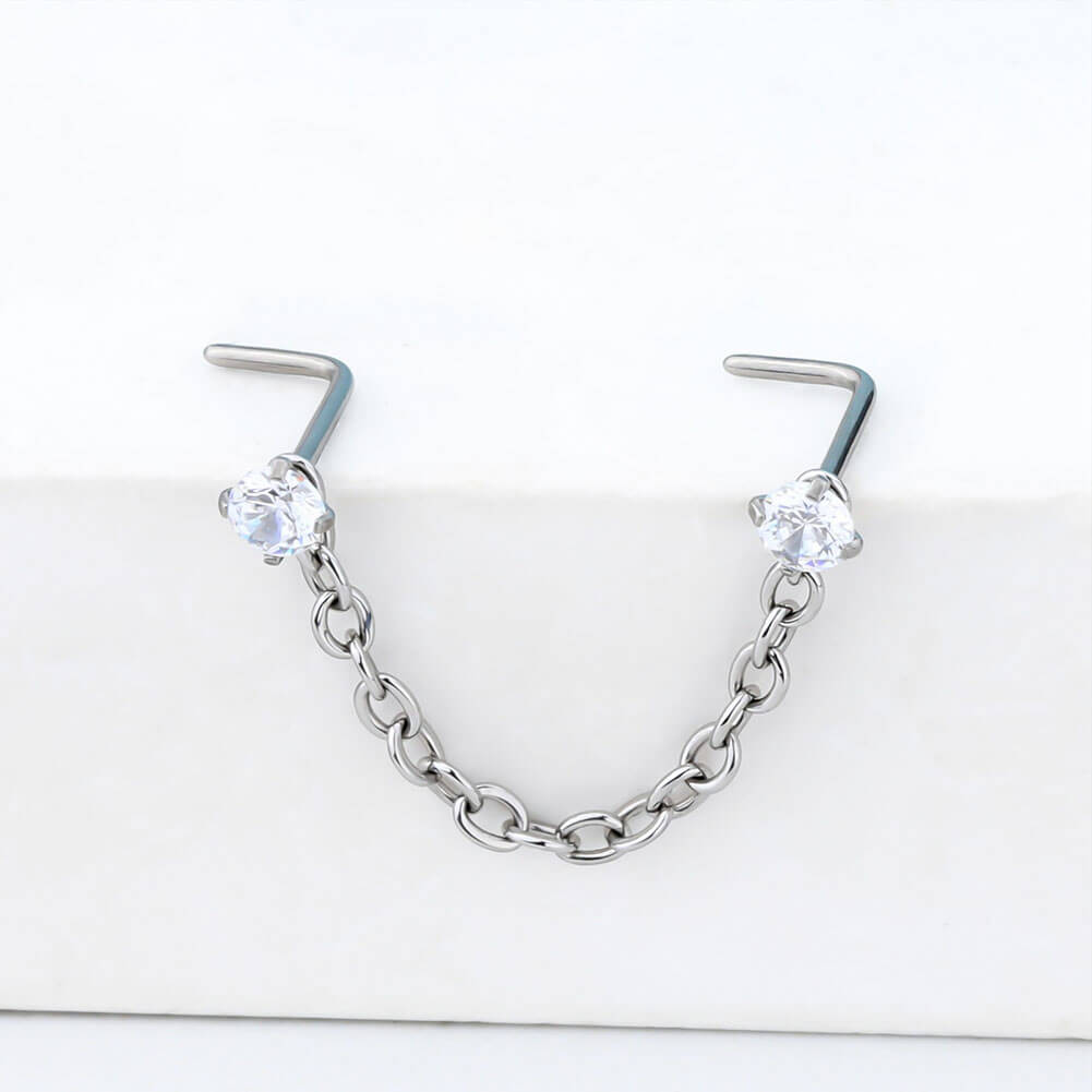 titanium nose stud chain