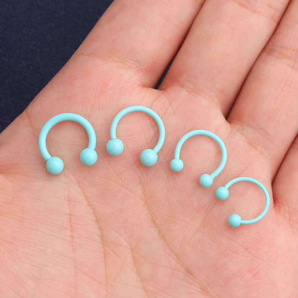  Macaron Green septum horseshoe rings