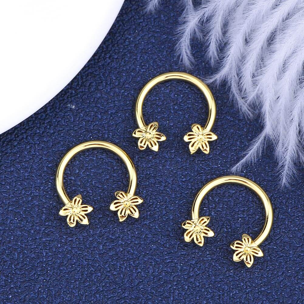 flower septum jewelry horseshoe