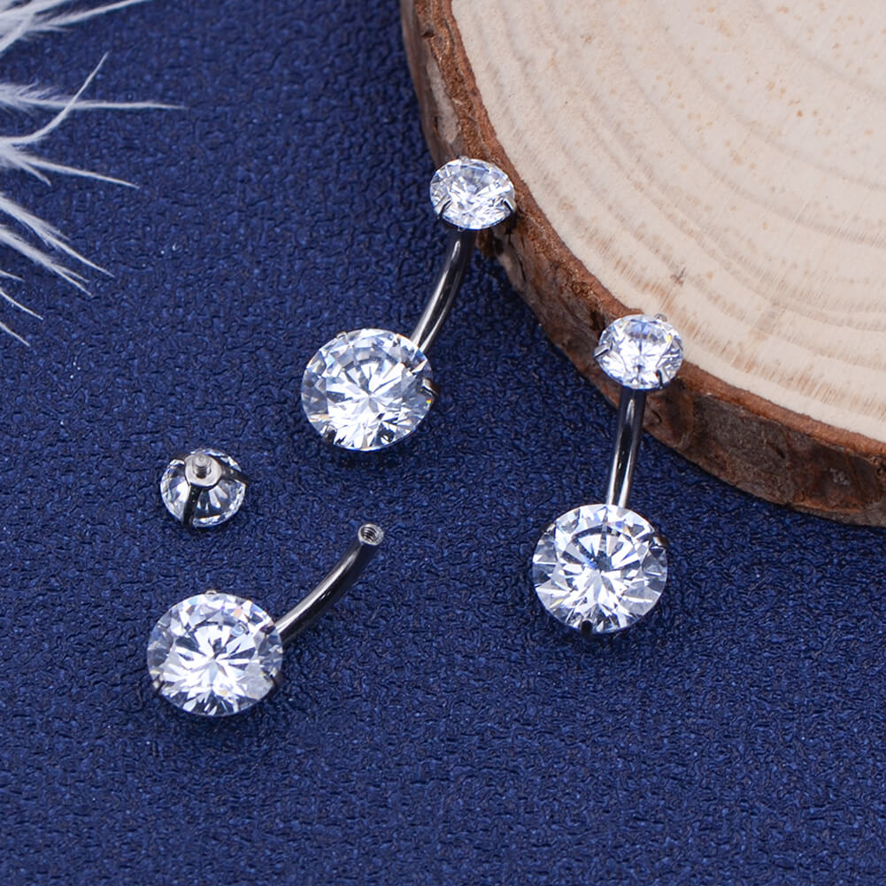 cz belly ring - OUFER BODY JEWELRY 