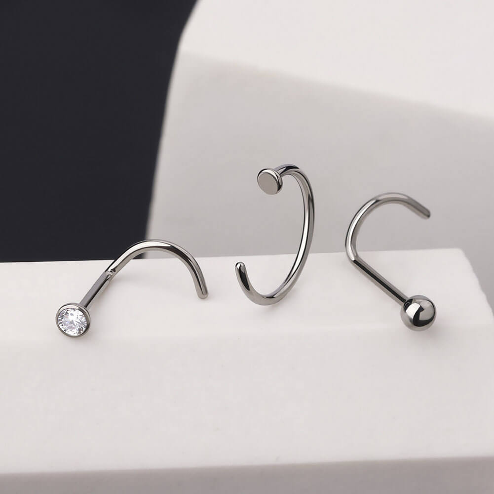 cork screw nose stud