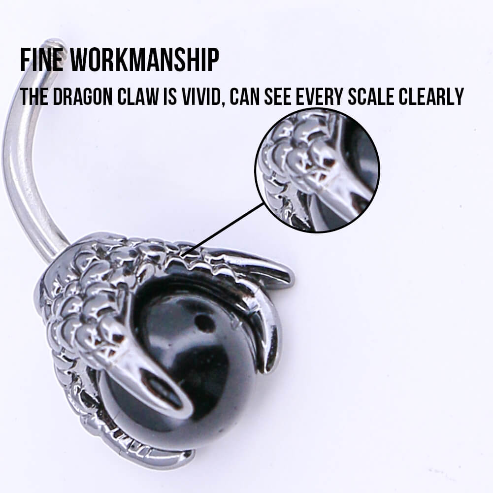 14G Three Dragon Claw Hand with Gem Ball Belly Ring - OUFER BODY JEWELRY 