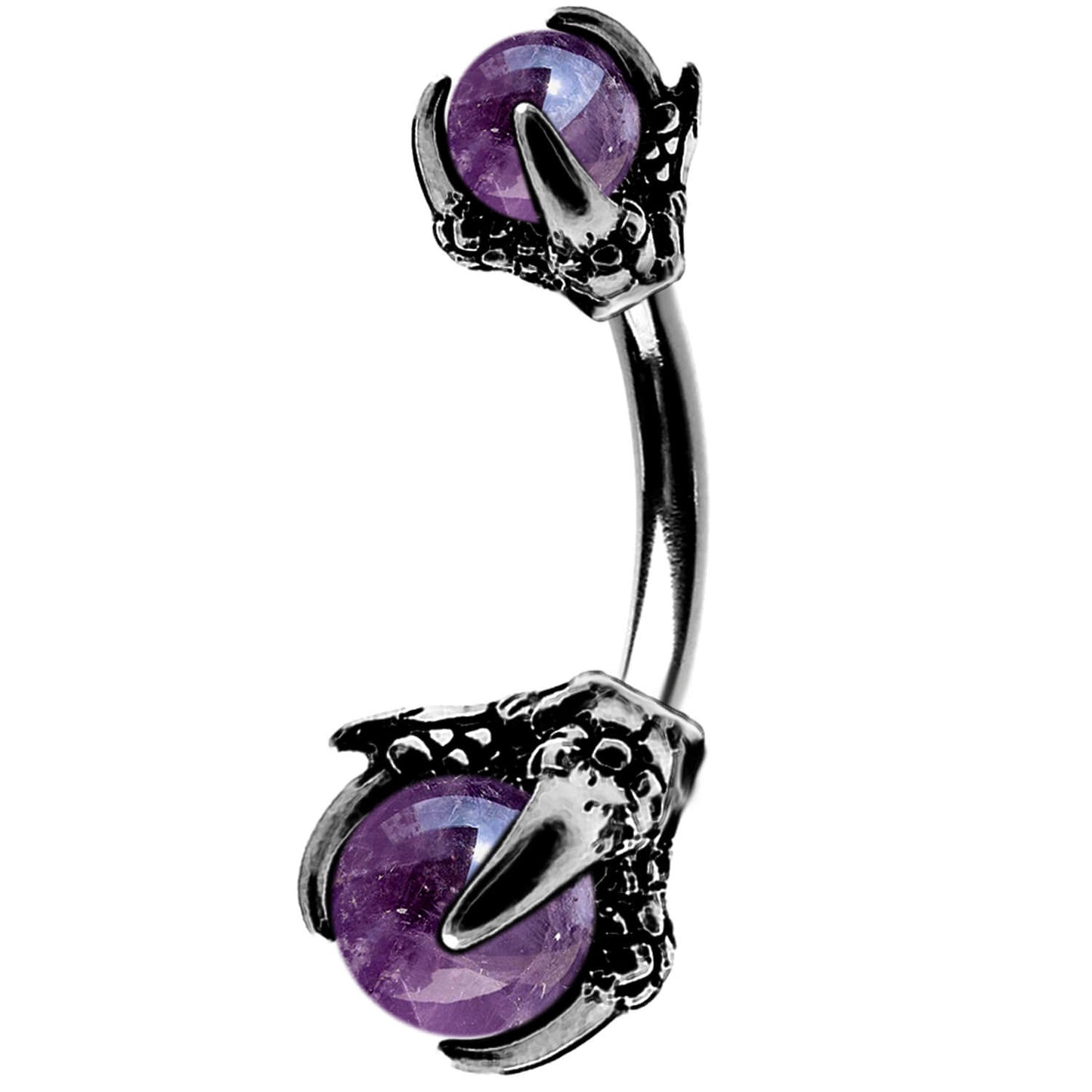 14G Three Dragon Claw Hand with Gem Ball Belly Ring - OUFER BODY JEWELRY 