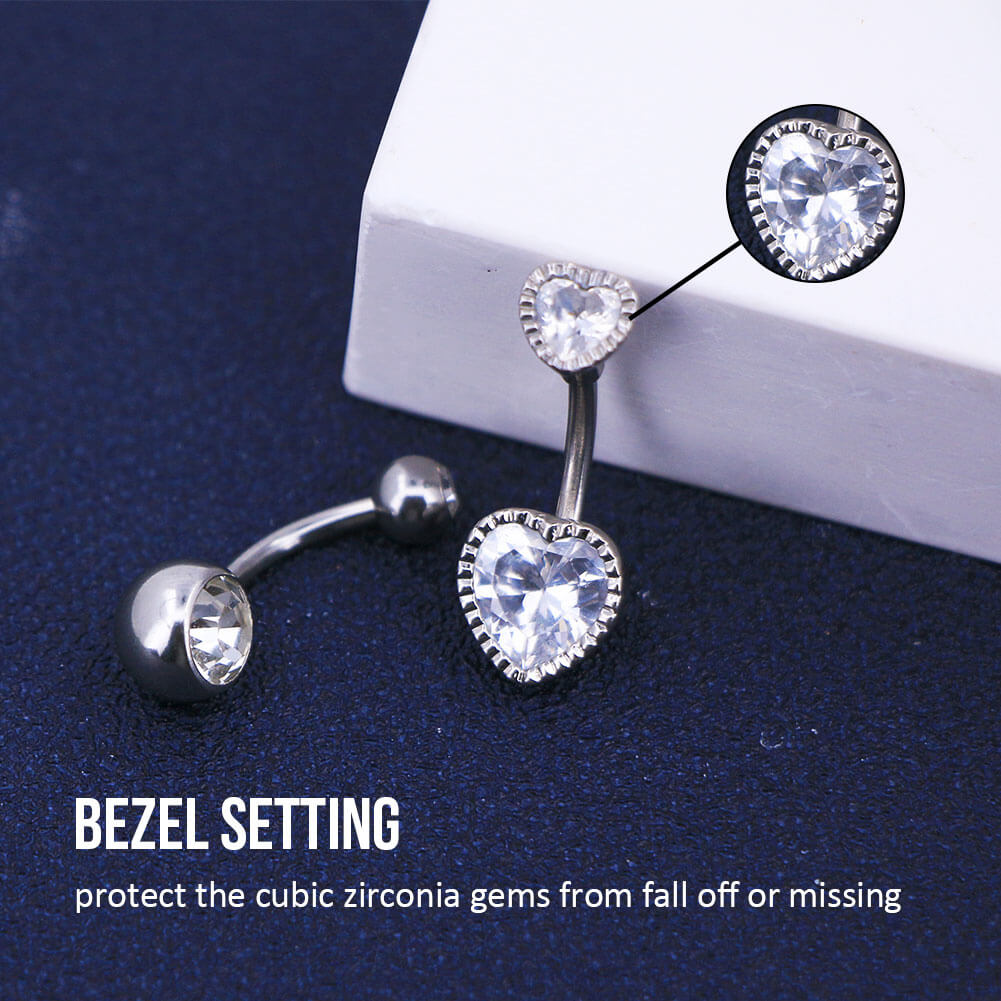 5Pcs 14G Crystal CZ Dangle and Stud Belly Rings Pack 1 - OUFER BODY JEWELRY 