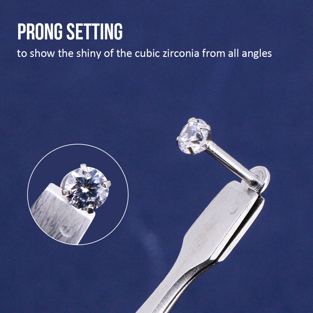 3Pcs 16G Crystal CZ Labret/Monroe Stud Internally Threaded Helix Studs - OUFER BODY JEWELRY 